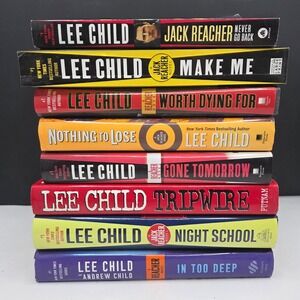 Lee Child Jack Reacher Book Lot 8 Titles Thriller Mystery Large Print Multi-Colo